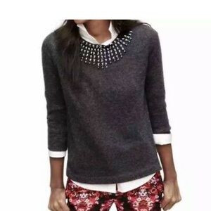 J.Crew jeweled starburst crew neck wool rabbit hair sweater EUC super soft XXS